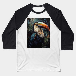 Tropical Beauty: Toucan Oil Painting Baseball T-Shirt